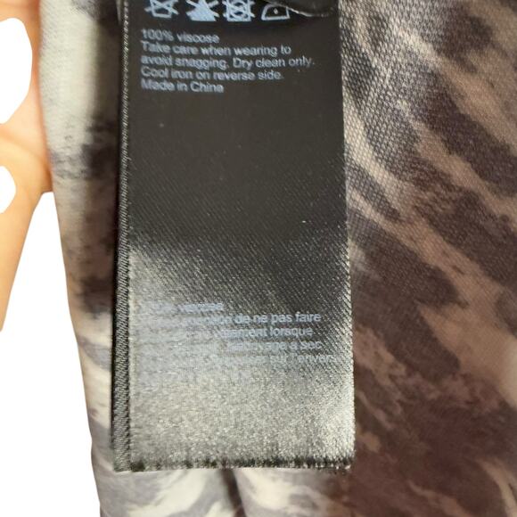 All Saints Nichola Gray Leopard Animal V-Neck Handkerchief Mini Dress Size M - Picture 12 of 15